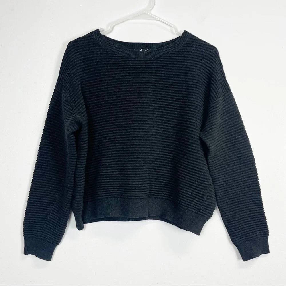 Lord & Taylor Sweater Womens Size Small Gray Cotton Round Neck Knit
